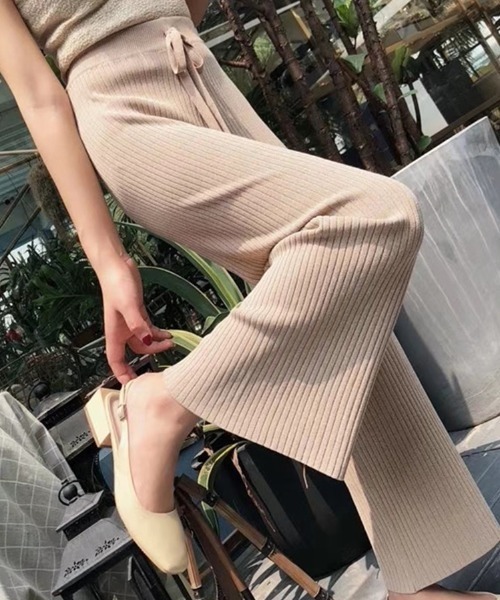 cammie(キャミー)の「リブワイドパンツ(その他パンツ・レディース・ベージュ/グレー/オフホワイト/ブラック・F)」の18枚目の写真