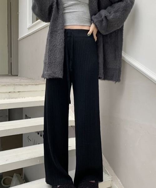 cammie(キャミー)の「リブワイドパンツ(その他パンツ・レディース・ベージュ/グレー/オフホワイト/ブラック・F)」の7枚目の写真