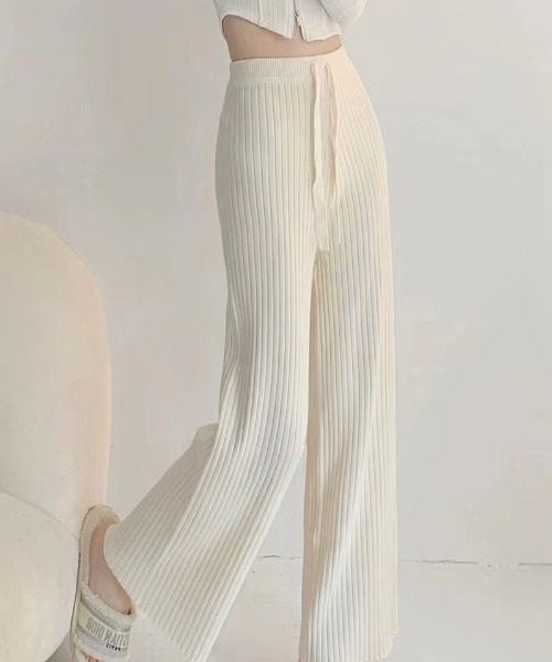 cammie(キャミー)の「リブワイドパンツ(その他パンツ・レディース・ベージュ/グレー/オフホワイト/ブラック・F)」の21枚目の写真