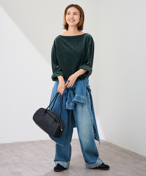 FRAMeWORK(フレームワーク)の「ベロアボーダープルオーバー(Tシャツ/カットソー・レディース・ブラウン/ネイビー/グリーン・FREE)」の10枚目の写真