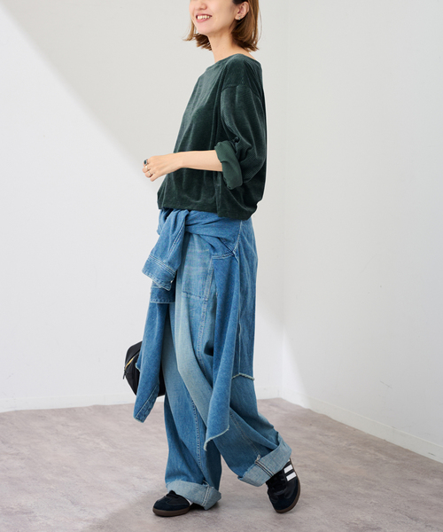 FRAMeWORK(フレームワーク)の「ベロアボーダープルオーバー(Tシャツ/カットソー・レディース・ブラウン/ネイビー/グリーン・FREE)」の11枚目の写真