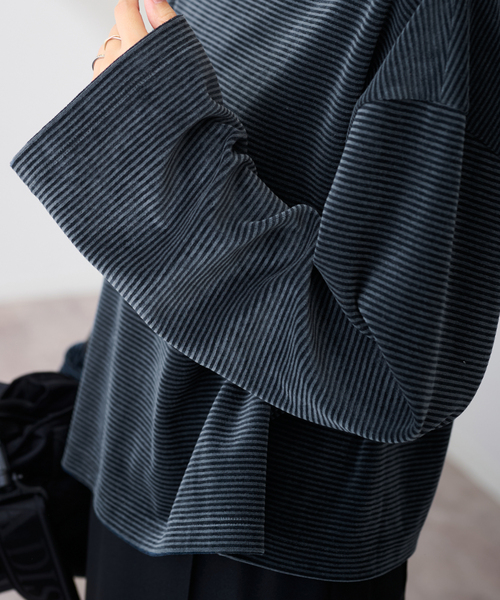 FRAMeWORK(フレームワーク)の「ベロアボーダープルオーバー(Tシャツ/カットソー・レディース・ブラウン/ネイビー/グリーン・FREE)」の13枚目の写真