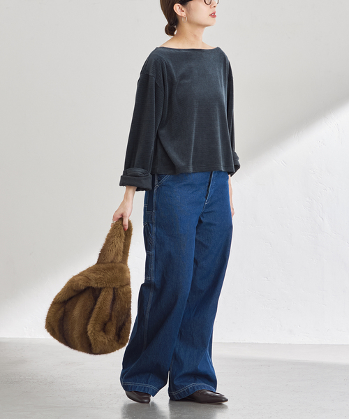 FRAMeWORK(フレームワーク)の「ベロアボーダープルオーバー(Tシャツ/カットソー・レディース・ブラウン/ネイビー/グリーン・FREE)」の15枚目の写真