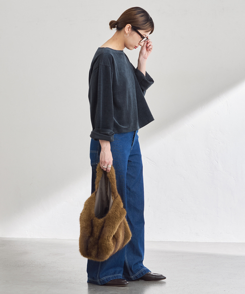 FRAMeWORK(フレームワーク)の「ベロアボーダープルオーバー(Tシャツ/カットソー・レディース・ブラウン/ネイビー/グリーン・FREE)」の16枚目の写真