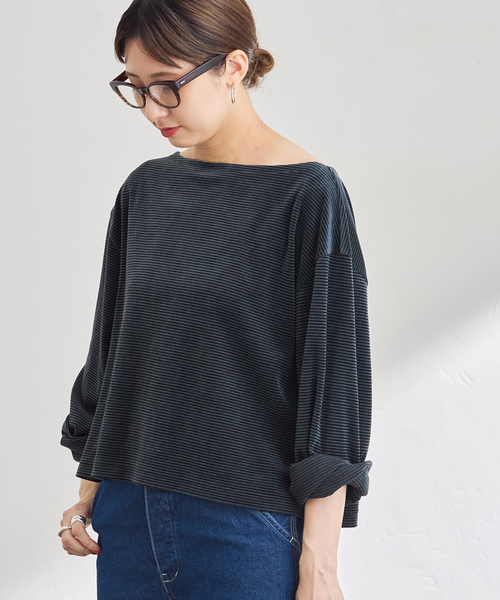 FRAMeWORK(フレームワーク)の「ベロアボーダープルオーバー(Tシャツ/カットソー・レディース・ブラウン/ネイビー/グリーン・FREE)」の19枚目の写真