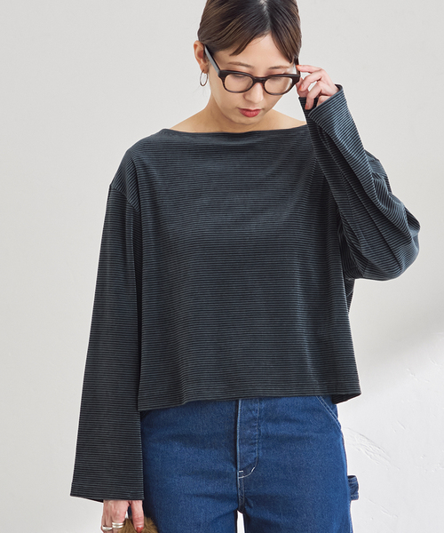 FRAMeWORK(フレームワーク)の「ベロアボーダープルオーバー(Tシャツ/カットソー・レディース・ブラウン/ネイビー/グリーン・FREE)」の22枚目の写真