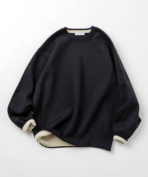 FREAK'S STORE(フリークスストア)の「スウェットライク クルーネックニット 裏配色デザイン(ニット/セーター・メンズ・グリーン/ブラック/グレー・LARGE/MEDIUM)」の22枚目の写真