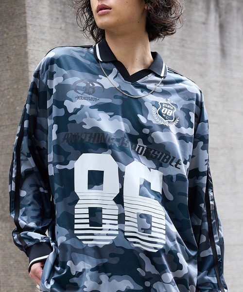 SUGGESTION(サジェッション)の「SUGGESTION/サジェッション 総柄デザインゲームシャツ(Tシャツ/カットソー・メンズ・カモフラージュ/グレー・L/M)」の1枚目の写真