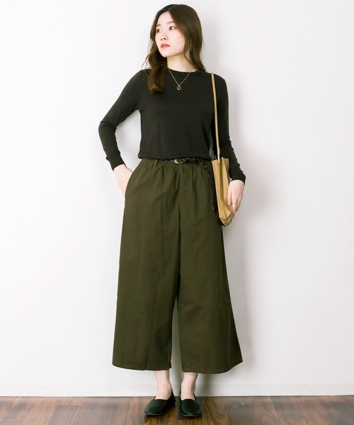 MARAI(マーライ)の「ツイルウエストゴムワイドパンツ(その他パンツ・レディース・ベージュ/カーキ/ブラック・L/M/4L/LL/3L)」の3枚目の写真