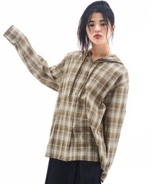 A'GEM/9 × .kom『AMES WORLDWIDE/アメスワールドワイド』Check Hooded Shirt/チェックフードシャツ