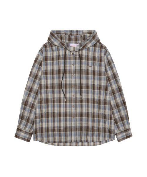 AMESWORLDWIDE(アメスワールドワイド)の「A'GEM/9 × .kom『AMES WORLDWIDE/アメスワールドワイド』Check Hooded Shirt/チェックフードシャツ(シャツ/ブラウス・レディース・ブルー/ブラウン・FREE)」の10枚目の写真