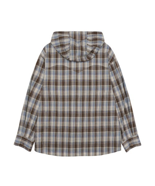 AMESWORLDWIDE(アメスワールドワイド)の「A'GEM/9 × .kom『AMES WORLDWIDE/アメスワールドワイド』Check Hooded Shirt/チェックフードシャツ(シャツ/ブラウス・レディース・ブルー/ブラウン・FREE)」の11枚目の写真