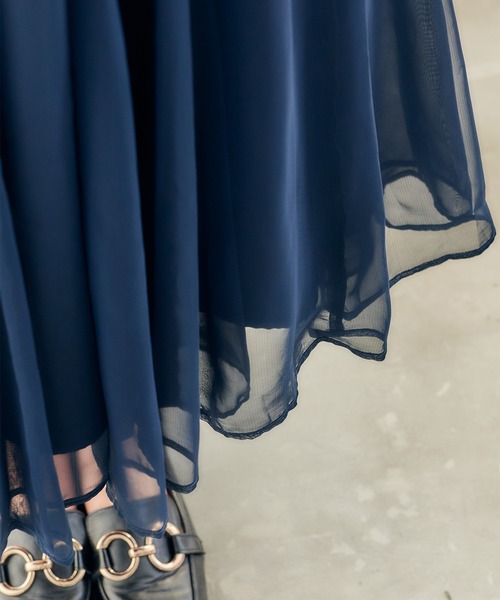 12Twelve Agenda（トゥエルブ　アジェンダ）の「シャイニーシアーボリュームスカート（スカート・レディース・ネイビー/ブルー/アイボリー・M）」の6枚目の写真