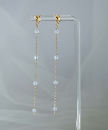saran jewelry/4つのガラスビーズ ロングチェーン ピアス/アレルギー対応