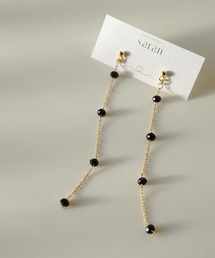 saran jewelry/4つのガラスビーズ ロングチェーン ピアス/アレルギー対応