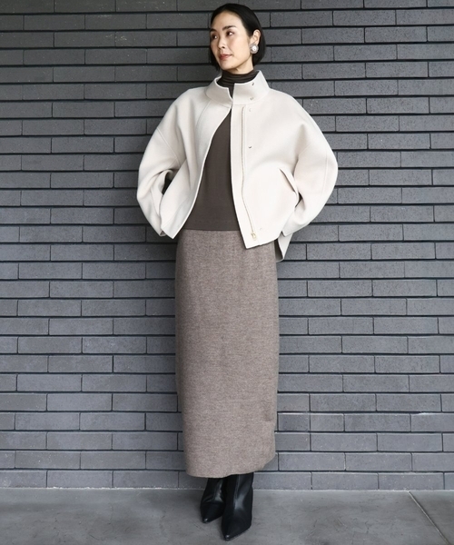 MICHEL KLEIN（ミッシェル・クラン）の「［レイヤードにおすすめ］シアーハイネックカットソー（ニット/セーター・レディース・アイボリー/ブラック/ダークグレー/ブラウン・38(M)）」の14枚目の写真
