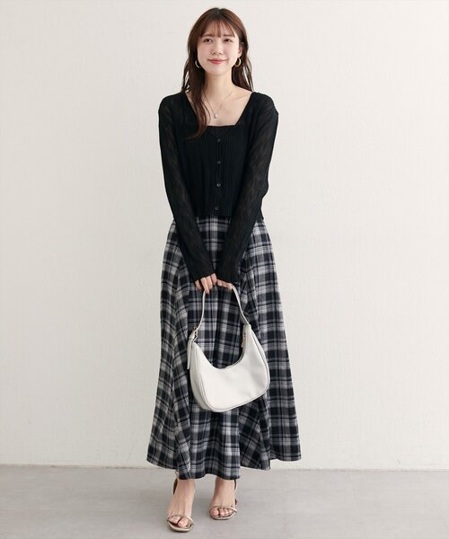 natural couture(ナチュラルクチュール)の「【WEB限定】ハイウエストサーキュラーチェックスカート(スカート・レディース・ホワイト系その他/ボルドー/ブラック系その他・MEDIUM/LARGE)」の13枚目の写真