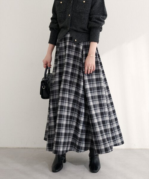 natural couture(ナチュラルクチュール)の「【WEB限定】ハイウエストサーキュラーチェックスカート(スカート・レディース・ホワイト系その他/ボルドー/ブラック系その他・MEDIUM/LARGE)」の15枚目の写真