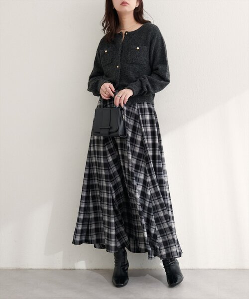 natural couture(ナチュラルクチュール)の「【WEB限定】ハイウエストサーキュラーチェックスカート(スカート・レディース・ホワイト系その他/ボルドー/ブラック系その他・MEDIUM/LARGE)」の16枚目の写真