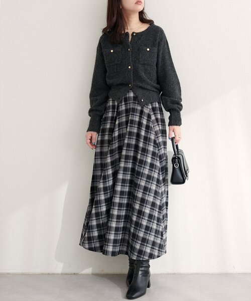 natural couture(ナチュラルクチュール)の「【WEB限定】ハイウエストサーキュラーチェックスカート(スカート・レディース・ホワイト系その他/ボルドー/ブラック系その他・MEDIUM/LARGE)」の20枚目の写真