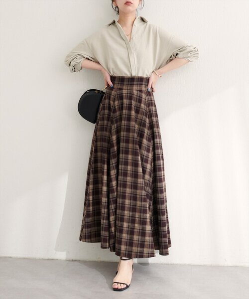 セール】【WEB限定】ハイウエストサーキュラーチェックスカート