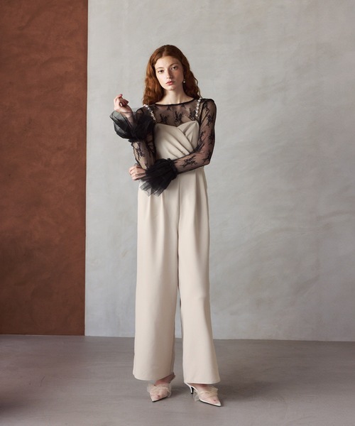 darial（ダリアル）の「【darial】2way pearl strap pants dress 2way パール ストラップ パンツドレス お呼ばれ 結婚式 二次会 成人式 同窓会 セレモニードレス パーティドレス オケージョンドレス（パンツドレス・レディース・ベージュ/ブラック/ライトベージュ・S/M/L）」の17枚目の写真
