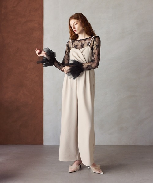 darial（ダリアル）の「【darial】2way pearl strap pants dress 2way パール ストラップ パンツドレス お呼ばれ 結婚式 二次会 成人式 同窓会 セレモニードレス パーティドレス オケージョンドレス（パンツドレス・レディース・ベージュ/ブラック/ライトベージュ・S/M/L）」の19枚目の写真