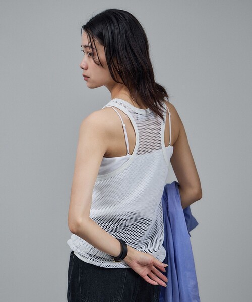 SALON adam et rope'(サロン アダム エ ロペ)の「【IRONING(アイロニング)】mesh tank top(タンクトップ・レディース・ホワイト・FREE)」の7枚目の写真
