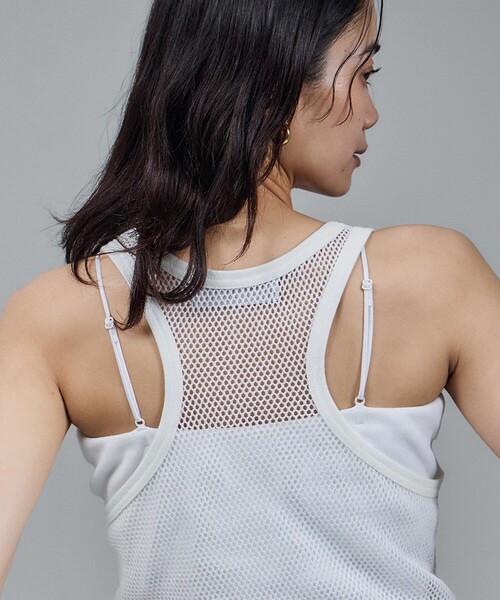 SALON adam et rope'(サロン アダム エ ロペ)の「【IRONING(アイロニング)】mesh tank top(タンクトップ・レディース・ホワイト・FREE)」の8枚目の写真