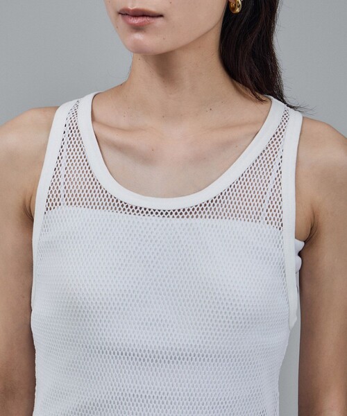 SALON adam et rope'(サロン アダム エ ロペ)の「【IRONING(アイロニング)】mesh tank top(タンクトップ・レディース・ホワイト・FREE)」の14枚目の写真