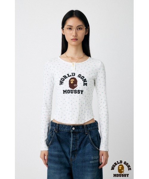 MOUSSY（マウジー）の「BP/MS HENRY NECK ロングスリーブTシャツ（Tシャツ/カットソー・レディース・杢グレー/ホワイト系その他・FREE）」の2枚目の写真