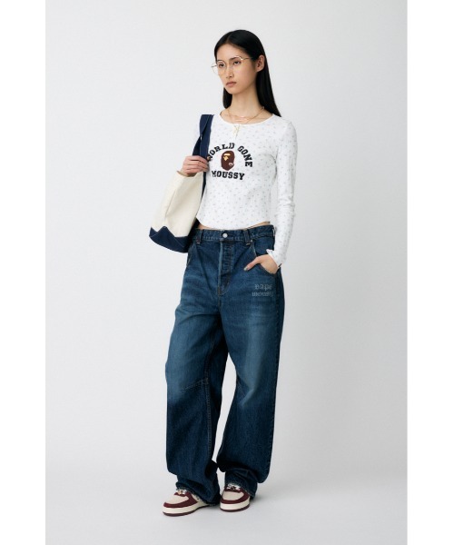 MOUSSY（マウジー）の「BP/MS HENRY NECK ロングスリーブTシャツ（Tシャツ/カットソー・レディース・杢グレー/ホワイト系その他・FREE）」の4枚目の写真