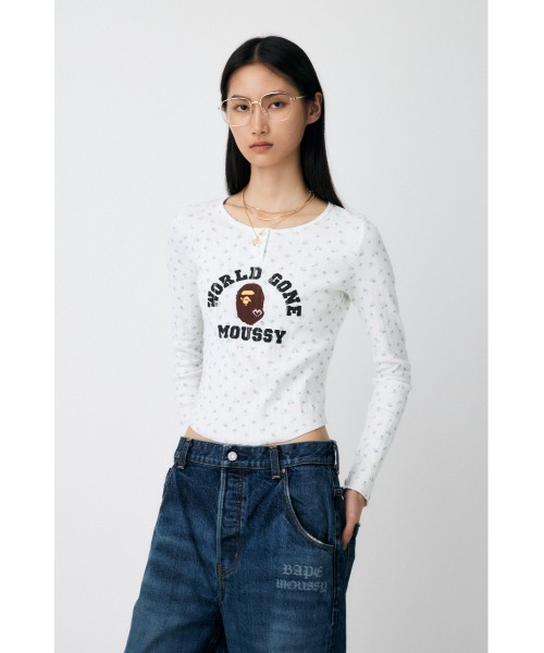 MOUSSY（マウジー）の「BP/MS HENRY NECK ロングスリーブTシャツ（Tシャツ/カットソー・レディース・杢グレー/ホワイト系その他・FREE）」の6枚目の写真