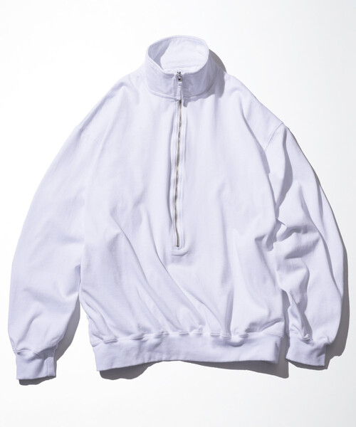 CAHLUMN（カウラム）の「CAHLUMN/カウラム Heavy Weight Jersey 3/4-Zip Cadet Collar Shirt/ヘビーウェイトジャージー ハーフジップ カデットカラーシャツ（スウェット・メンズ・ブルー/ホワイト/ライトグレー/ネイビー・X-LARGE/XX-LARGE/LARGE/MEDIUM）」の2枚目の写真