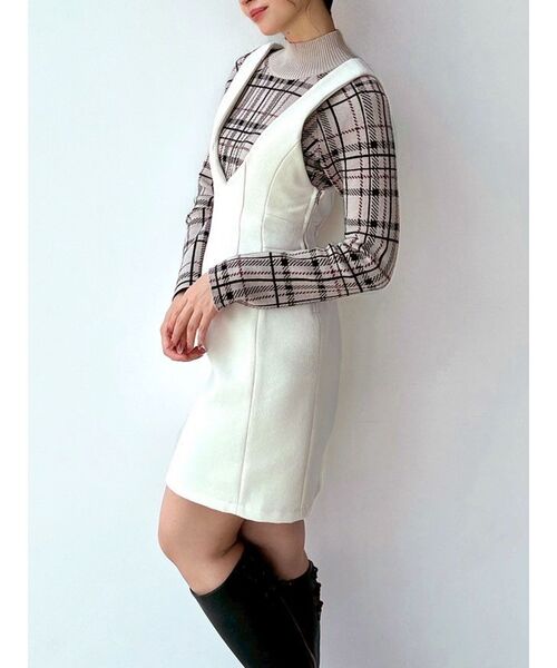 RESEXXY（リゼクシー）の「コルセットミニジャンスカ【セットアップ着用可能】（ジャンパースカート・レディース・グレー/チャコールグレー/ホワイト・FREE）」の2枚目の写真