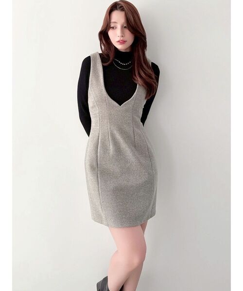 RESEXXY（リゼクシー）の「コルセットミニジャンスカ【セットアップ着用可能】（ジャンパースカート・レディース・グレー/チャコールグレー/ホワイト・FREE）」の19枚目の写真