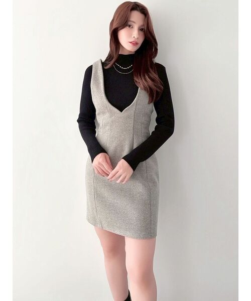 RESEXXY（リゼクシー）の「コルセットミニジャンスカ【セットアップ着用可能】（ジャンパースカート・レディース・グレー/チャコールグレー/ホワイト・FREE）」の21枚目の写真