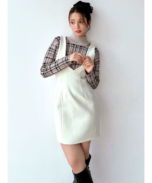 RESEXXY（リゼクシー）の「コルセットミニジャンスカ【セットアップ着用可能】（ジャンパースカート・レディース・グレー/チャコールグレー/ホワイト・FREE）」の17枚目の写真