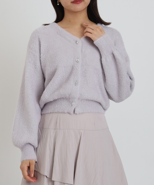 ASTORIA ODIER(アストリアオディール)の「ラメファザーアソートボタンカーディガン(カーディガン/ボレロ・レディース・ホワイト/アイボリー/サックスブルー/ラベンダー・MEDIUM)」の2枚目の写真