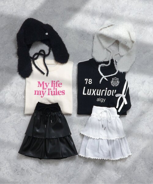 algy（アルジー）の「アソートフリルスカパン１（スカート・キッズ・オフホワイト/ブラック・XX-SMALL/X-SMALL/SMALL/MEDIUM）」の8枚目の写真