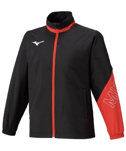 MIZUNO(ミズノ )の「ミズノ JRブレスウォーマジャケット(ジャージ・キッズ・ブラック×レッド/ネイビー・130cm/140cm/150cm/160cm)」の2枚目の写真