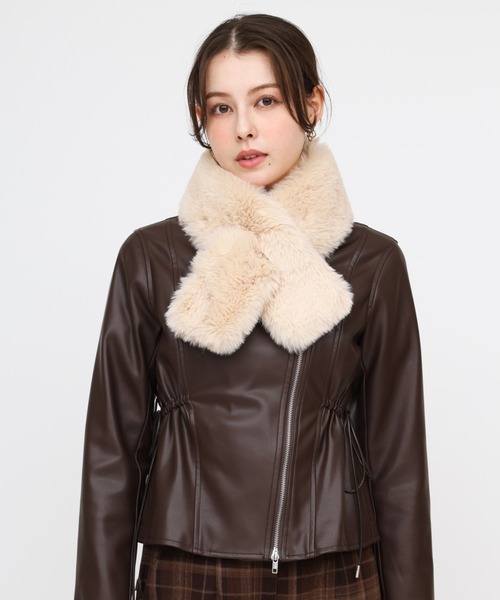 ROYAL PARTY（ロイヤルパーティー）の「ファーティペット（マフラー・レディース・ブラック/オフホワイト/ベージュ・FREE）」の7枚目の写真