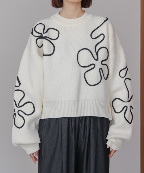 Bou Jeloud（ブージュルード）の「コード刺繍ニット（ニット/セーター・レディース・チャコールグレー/オフホワイト・38）」の11枚目の写真