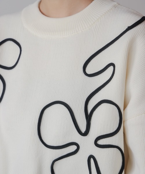 Bou Jeloud（ブージュルード）の「コード刺繍ニット（ニット/セーター・レディース・チャコールグレー/オフホワイト・38）」の12枚目の写真