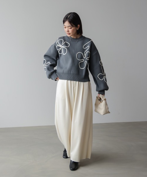 Bou Jeloud（ブージュルード）の「コード刺繍ニット（ニット/セーター・レディース・チャコールグレー/オフホワイト・38）」の16枚目の写真