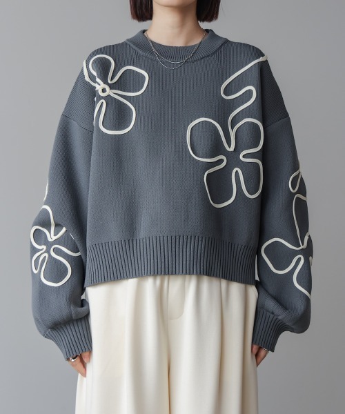 Bou Jeloud（ブージュルード）の「コード刺繍ニット（ニット/セーター・レディース・チャコールグレー/オフホワイト・38）」の22枚目の写真