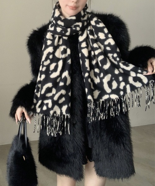 ✴︎NKNIT✴︎ヒョウ柄マフラー セール】レオパード柄マフラー（マフラー）｜2ly2（トゥーリートゥー