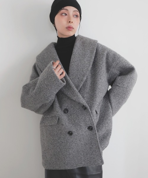 LIAN（リアン）の「ショールカラーカールシャギーコート（チェスターコート・レディース・ブラウン/アイボリー/チャコールグレー/ピンク・FREE）」の2枚目の写真