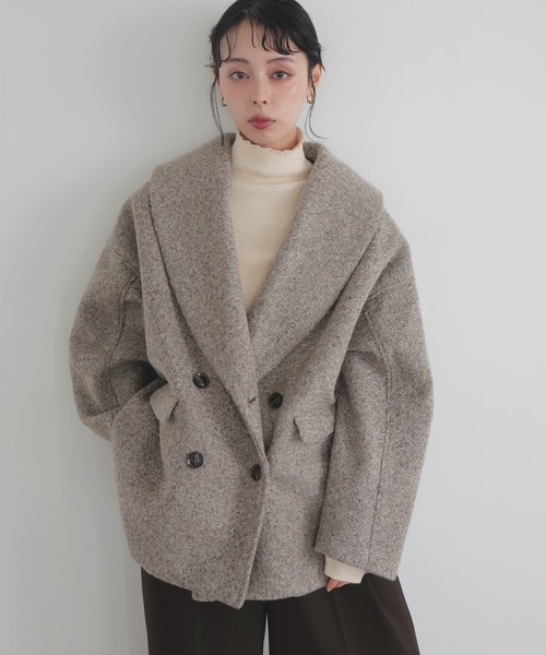 LIAN（リアン）の「ショールカラーカールシャギーコート（チェスターコート・レディース・ブラウン/アイボリー/チャコールグレー/ピンク・FREE）」の5枚目の写真