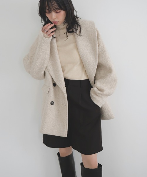 LIAN（リアン）の「ショールカラーカールシャギーコート（チェスターコート・レディース・ブラウン/アイボリー/チャコールグレー/ピンク・FREE）」の13枚目の写真